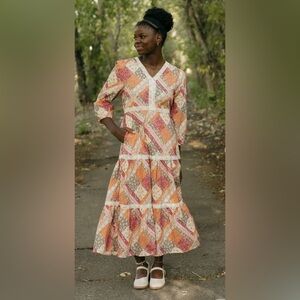 Arlette Prairie Patchwork Midi Dream Dress